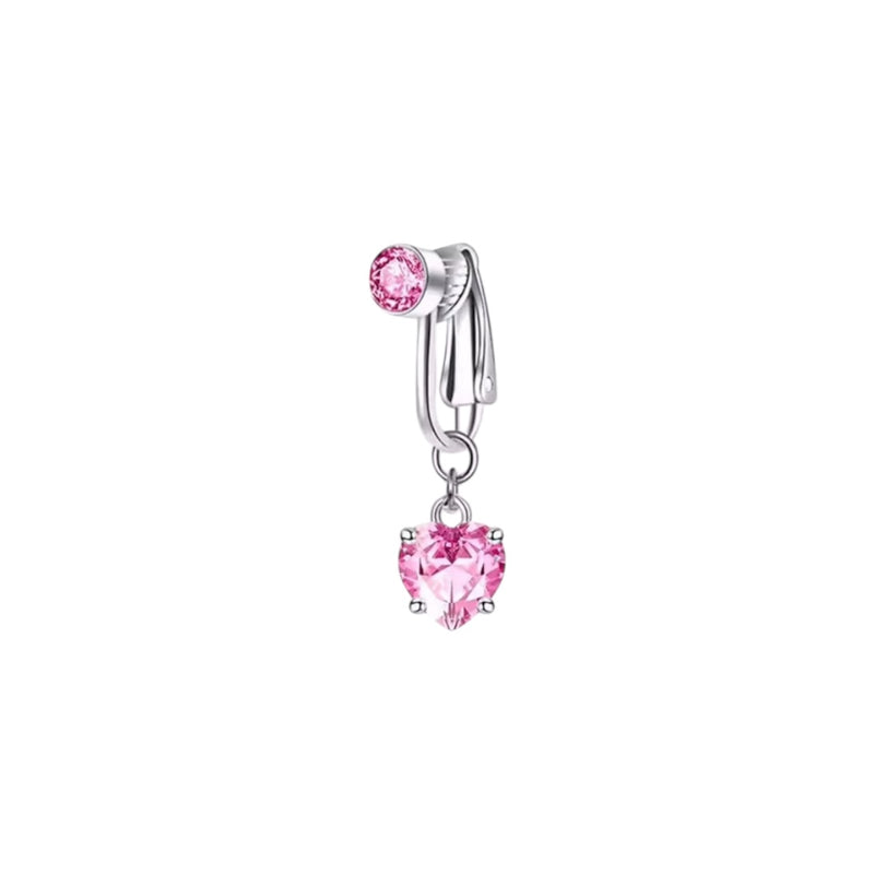 Pink Simple Clip On Belly Ring