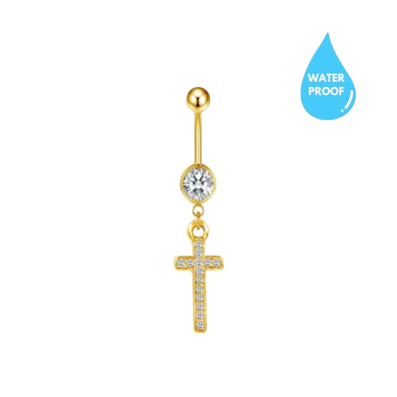 Gold Cross Belly Ring
