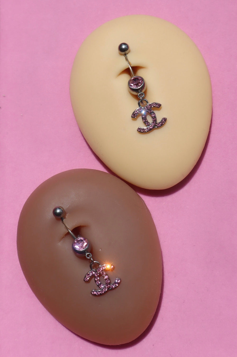 Pink Double CC Belly Ring