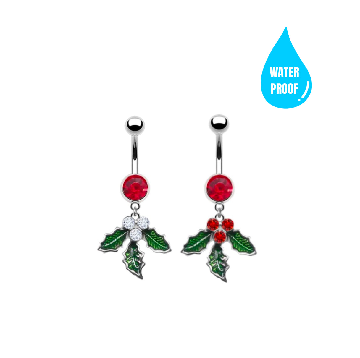 Body Candy Womens 14G 316L Stainless Steel Navel Ring Piercing Red Accent Crown Love Belly Button Ring