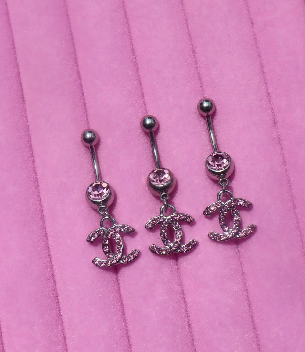 Pink Double CC Belly Ring