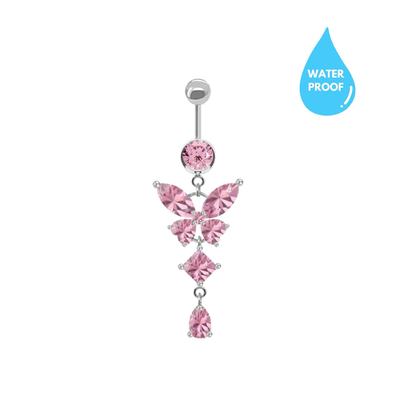 Pink Butterfly Belly Ring