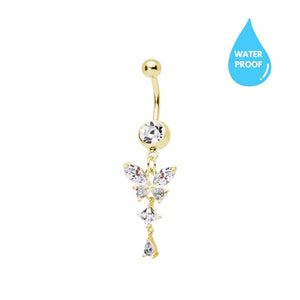 Gold Butterfly Belly Ring