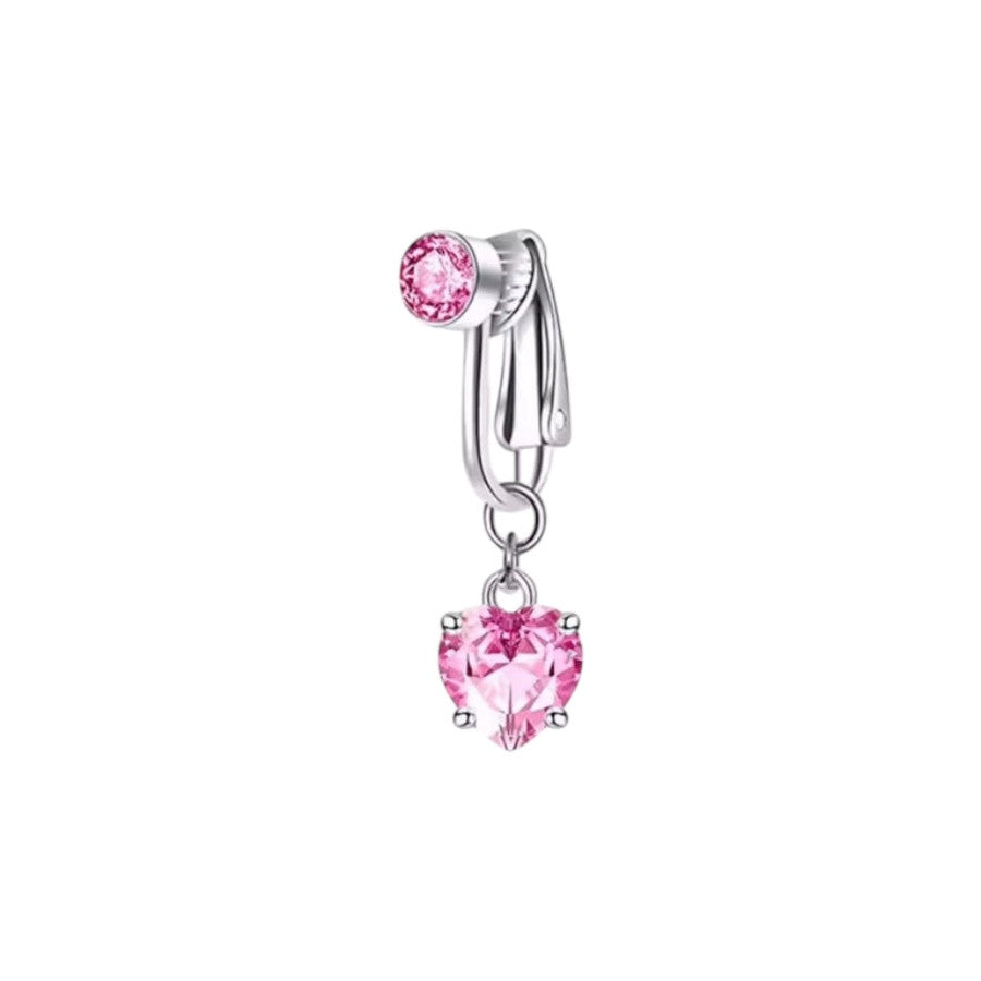 Pink Simple Clip On Belly Ring