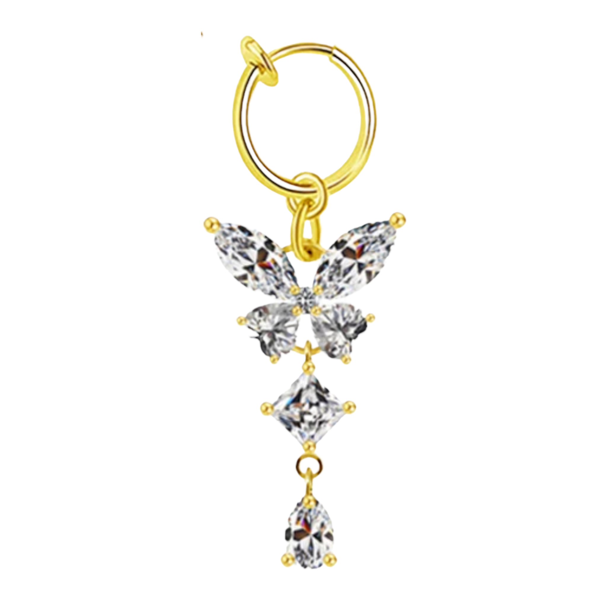 Non Piercing Gold Butterfly Belly Ring