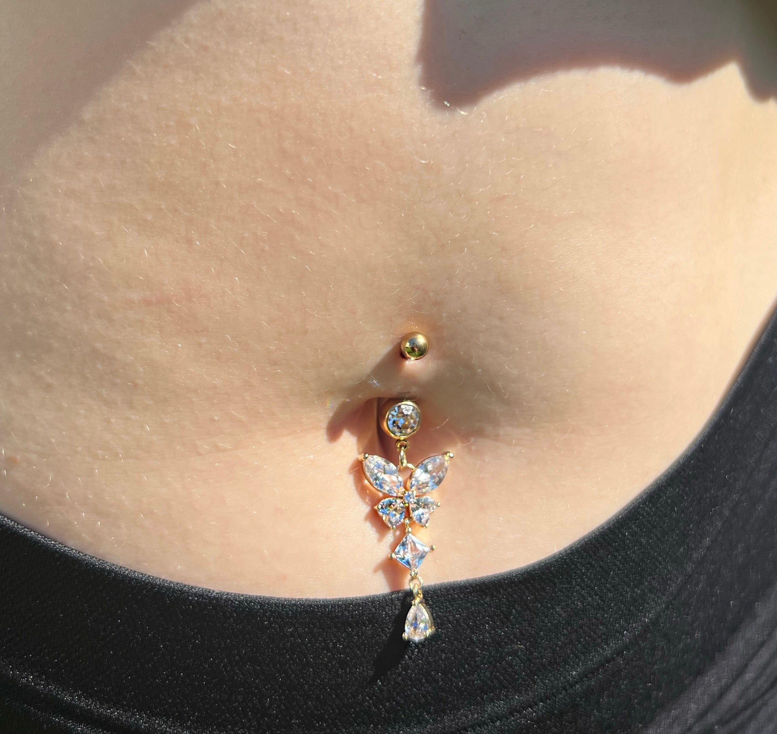 Non Tarnish Gold Butterfly Belly Ring